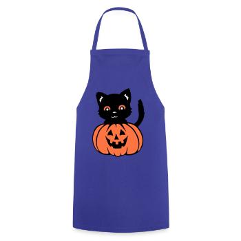 Halloween Chat Noir Citrouille Automne Effrayant Effrayant - Tablier de cuisine - bleu royal - Devant - AI Model Male 185 dark (185cm)