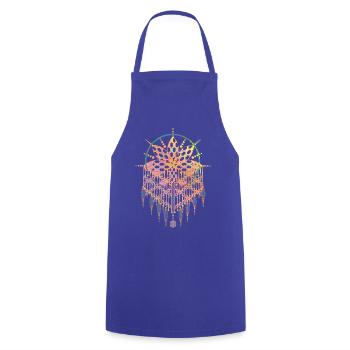 Pendentif en macramé avec des motifs de nœuds ornés - Tablier de cuisine - bleu royal - Devant - AI Model Male 185 dark (185cm)