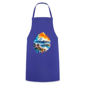 Mount Fuji Pagode See Aquarell - Kochschürze - Royalblau - Vorne - AI Model Male 185 dark (185cm)