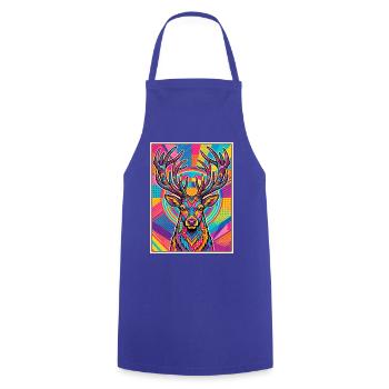 Hirsch Neon Pop Art Kaleidoskop - Kochschürze - Royalblau - Vorne - AI Model Male 185 dark (185cm)