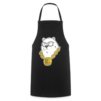 Gangsta Bear – Rappeur Grizzly avec chaîne en or et style - Tablier de cuisine - noir - Devant - AI Model Male 185 dark (185cm)