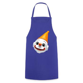 Clownengesicht mit Orangenhut - Kochschürze - Royalblau - Vorne - AI Model Male 185 dark (185cm)
