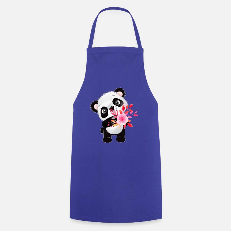 Petit panda avec des fleurs - Tablier de cuisine - bleu royal