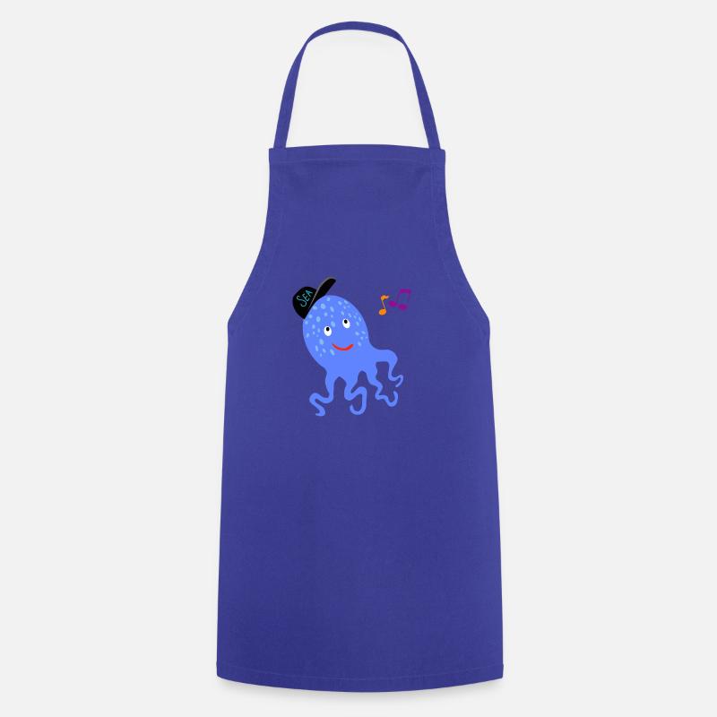 Octopus with baseball cap - Cooking Apron - royal blue