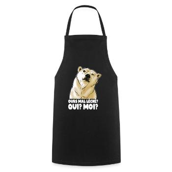 Ours mal léché (texte blanc) - Tablier de cuisine - noir - Devant - AI Model Male 185 dark (185cm)