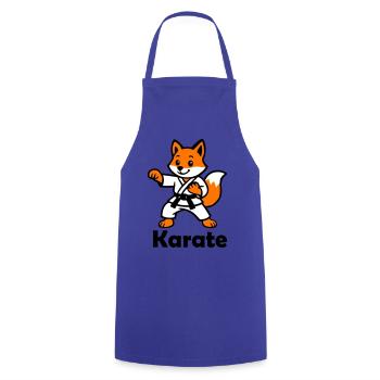Karate Fuchs - Kochschürze - Royalblau - Vorne - AI Model Male 185 dark (185cm)