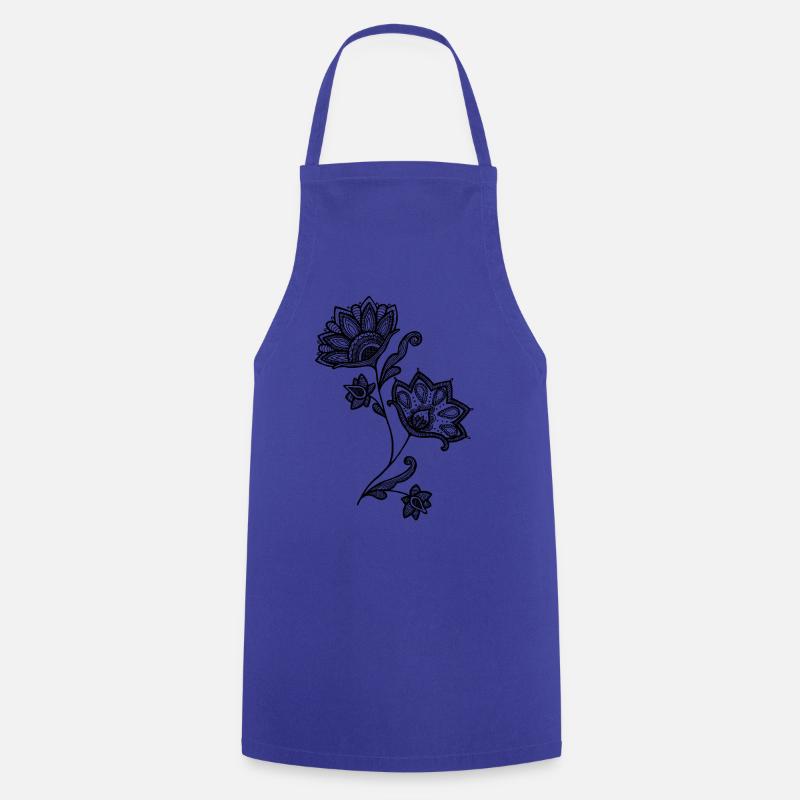 Two flowers - Cooking Apron - royal blue
