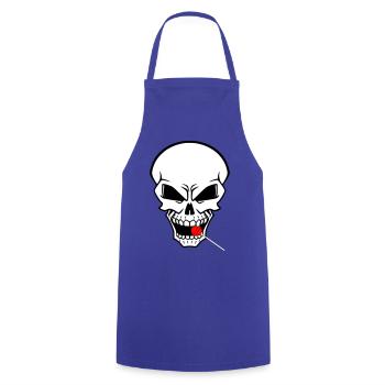 Rebellenschädel mit rotem Lutscher - Kochschürze - Royalblau - Vorne - AI Model Male 185 dark (185cm)