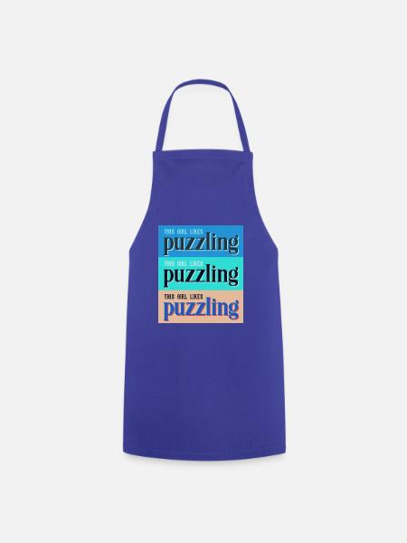 Mädchen mag rätselhaftes Hobby-Puzzle - Kochschürze - Royalblau