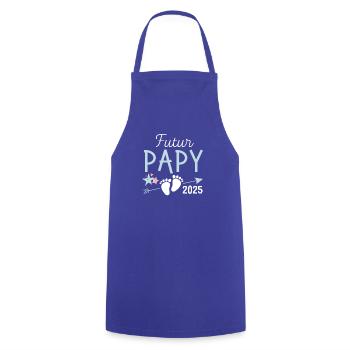 Futur Papy 2025 Cadeau Bientôt Grand-Père - Tablier de cuisine - bleu royal - Devant - AI Model Male 185 dark (185cm)
