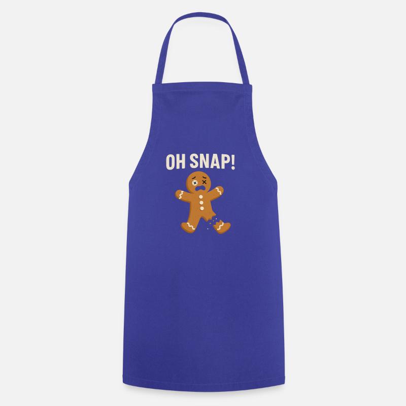 Gingerbread Man with Shocked Expression (Oh Snap) - Cooking Apron - royal blue