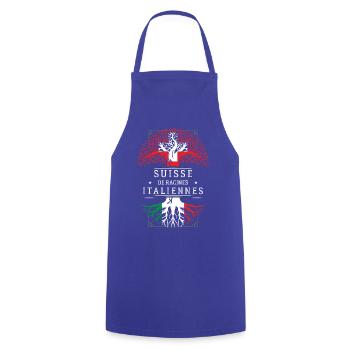 Suisse De Racines Italiennes T-Shirt Cadeau Humour - Tablier de cuisine - bleu royal - Devant - AI Model Male 185 dark (185cm)