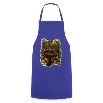Coupe transversale de jardin de compost de vers - Tablier de cuisine - bleu royal - Devant - AI Model Male 185 dark (185cm)