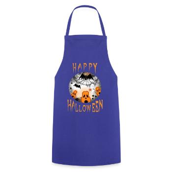 Halloween mit Kürbissen Fledermäusen Spinnen - Kochschürze - Royalblau - Vorne - AI Model Male 185 dark (185cm)