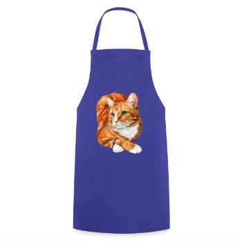 Orangefarbene Katze ruht sich aus - Kochschürze - Royalblau - Vorne - AI Model Male 185 dark (185cm)