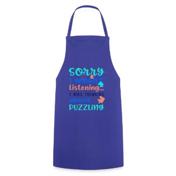 Hobby Puzzler Funny Quote Jigsaw Puzzling - Cooking Apron - royal blue - Front - AI Model Male 185 dark (185cm)