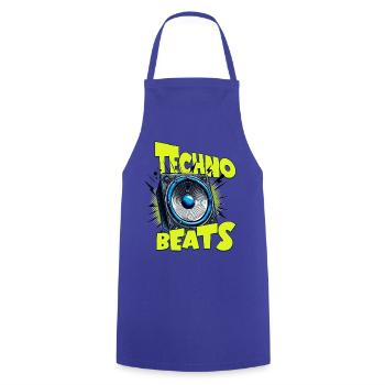 TECHNO BEATS - Kochschürze - Royalblau - Vorne - AI Model Male 185 dark (185cm)