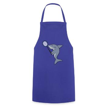 Shark Playing Badminton Ironic Sports Animal - Cooking Apron - royal blue - Front - AI Model Male 185 dark (185cm)