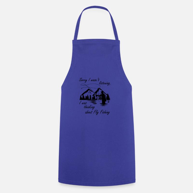 Penser à la pêche à la mouche - Tablier de cuisine - bleu royal