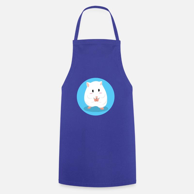 Cute white hamster eating - Cooking Apron - royal blue