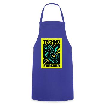 Techno Forever - Kochschürze - Royalblau - Vorne - AI Model Male 185 dark (185cm)