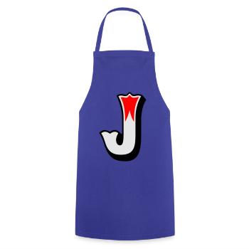 Buchstabe - J - Tablier de cuisine - bleu royal - Devant - AI Model Male 185 dark (185cm)