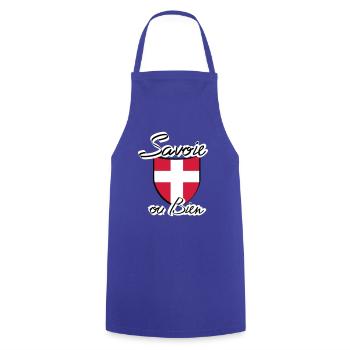 ecusson savoie - Tablier de cuisine - bleu royal - Devant - AI Model Male 185 dark (185cm)