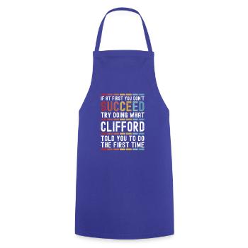 Clifford Name Personalisierter lustiger Geburtstag - Kochschürze - Royalblau - Vorne - AI Model Male 185 dark (185cm)