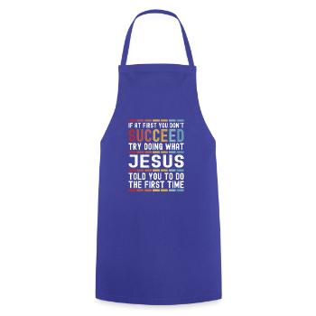 Jesus Name Personalisierter lustiger Geburtstag Weihnachten - Kochschürze - Royalblau - Vorne - AI Model Male 185 dark (185cm)