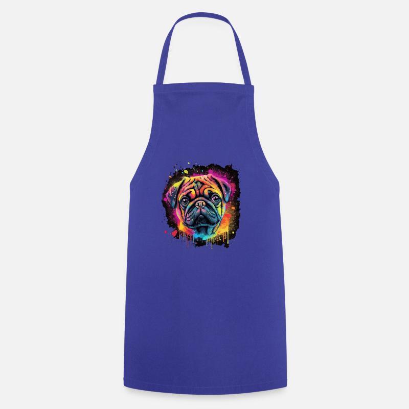 Pug Mops Hund Geschenk Spruch - Kochschürze - Royalblau