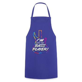 I'M WITH THE BASS LOGO - WHITE TEXT & COLOUR LOGO - Cooking Apron - royal blue - Front - AI Model Male 185 dark (185cm)