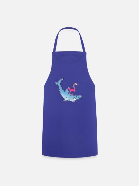 Flamingo Hai Surfen Strand Sommer Comic Geschenk - Kochschürze - Royalblau