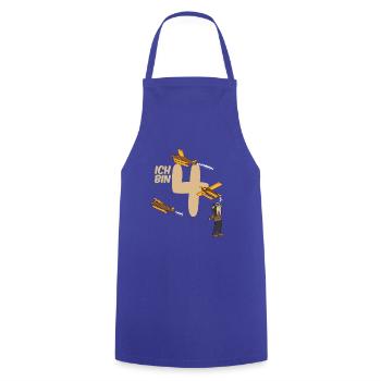Birthday 4 years pilot, plane T-shirt Four - Cooking Apron - royal blue - Front - AI Model Male 185 dark (185cm)