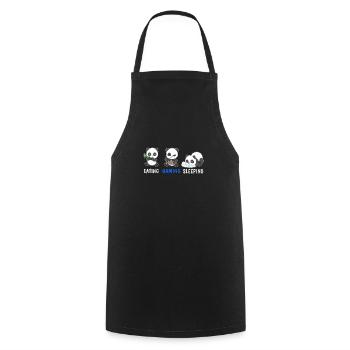 Panda Bear Gamer Eating Gaming Sleeping Video Game - Cooking Apron - black - Front - AI Model Male 185 dark (185cm)