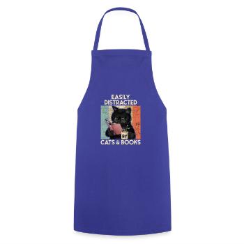 Easily Distracted by cats and books cadeau chat - Tablier de cuisine - bleu royal - Devant - AI Model Male 185 dark (185cm)