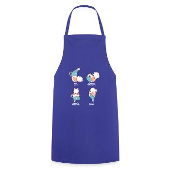 Un deux Trois Cat Funny French Cat Design - Tablier de cuisine - bleu royal - Devant - AI Model Male 185 dark (185cm)