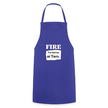 Retro Hot FIRE -You Had me At Taco Hot Packet Hall - Cooking Apron - royal blue - Front - AI Model Male 185 dark (185cm)