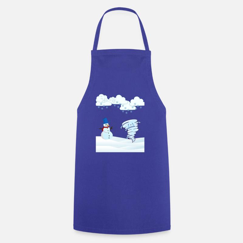 cute winter snowman and wind - Cooking Apron - royal blue