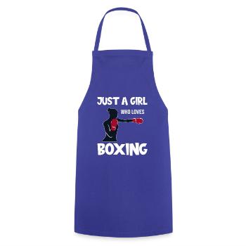 Just a girl who loves boxing boxer boxing saying - Cooking Apron - royal blue - Front - AI Model Male 185 dark (185cm)