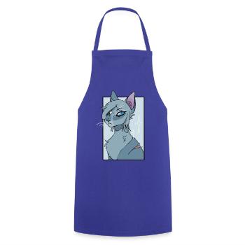 (Warrior) Cat inspired design - Kochschürze - Royalblau - Vorne - AI Model Male 185 dark (185cm)