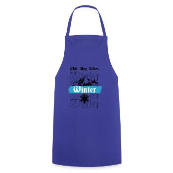 Garçon aime l'hiver, flocon de neige, journées - Tablier de cuisine - bleu royal - Devant - AI Model Male 185 dark (185cm)