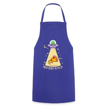 Alien Pizza 1 - Cooking Apron - royal blue - Front - AI Model Male 185 dark (185cm)
