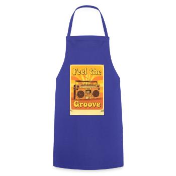 Vintage Boombox Illustration Radiating Warm Groovy - Cooking Apron - royal blue - Front - AI Model Male 185 dark (185cm)