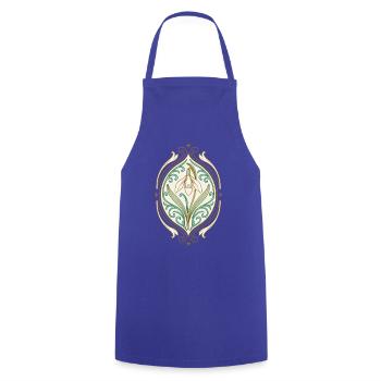 Jugendstil Iris Ornament - Kochschürze - Royalblau - Vorne - AI Model Male 185 dark (185cm)
