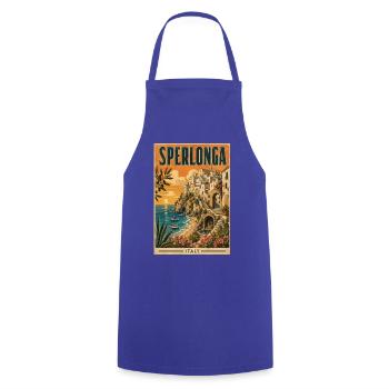 Entdecken Sie die italienische Strandstadt Sperlonga in Italien - Kochschürze - Royalblau - Vorne - AI Model Male 185 dark (185cm)