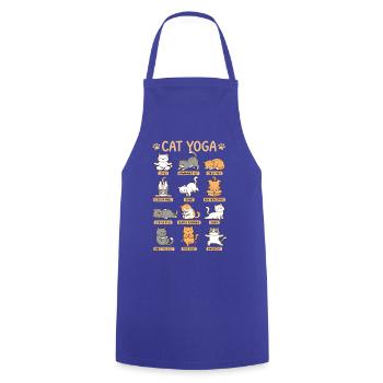 Cat Yoga Katze Yoga Posen Lustiges Katzen Motiv - Kochschürze - Royalblau - Vorne - AI Model Male 185 dark (185cm)