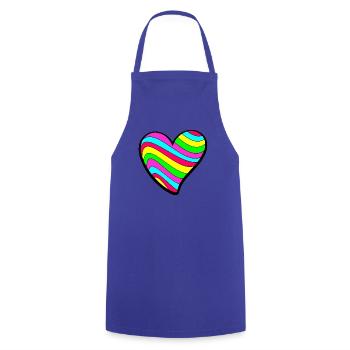 Psychedelic Love Heart - Cooking Apron - royal blue - Front - AI Model Male 185 dark (185cm)