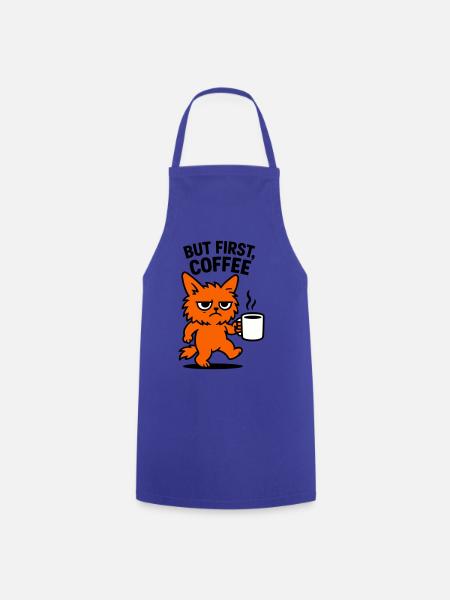But first coffee cat - Kochschürze - Royalblau