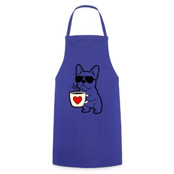 Frenchie Hund Kaffee Outline - Kochschürze - Royalblau - Vorne - AI Model Male 185 dark (185cm)