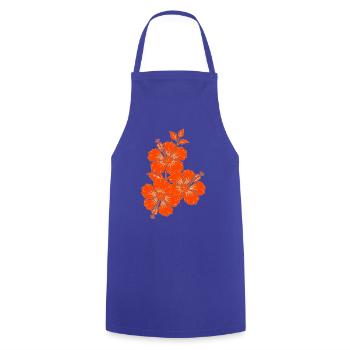 Silhouette triple fleur d’hibiscus orange - Tablier de cuisine - bleu royal - Devant - AI Model Male 185 dark (185cm)